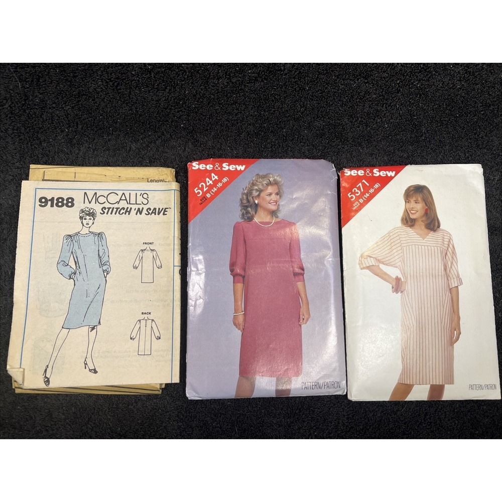 3 Women's Dress Patterns Mccalls 9188, See & Sew 5244‎ & 5371 Uncut FF